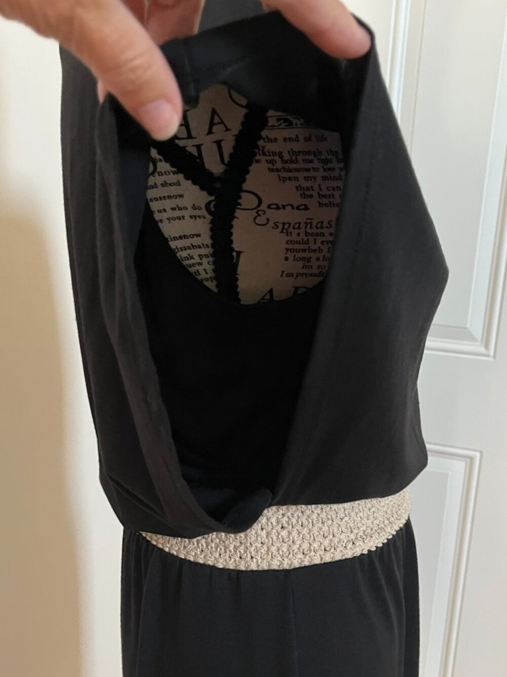 Black Short-Sleeve Blouson Dress w/ Textured Waistband, Size S - Picture 5 of 11